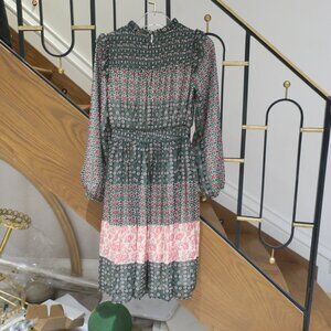 Mod'land printed green knee length dress- xs
